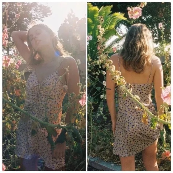 ZARA AW21 RUSHED DRAPED SATIN EFFECT FLORAL DRESS Size SMALL - Picture 12 of 12